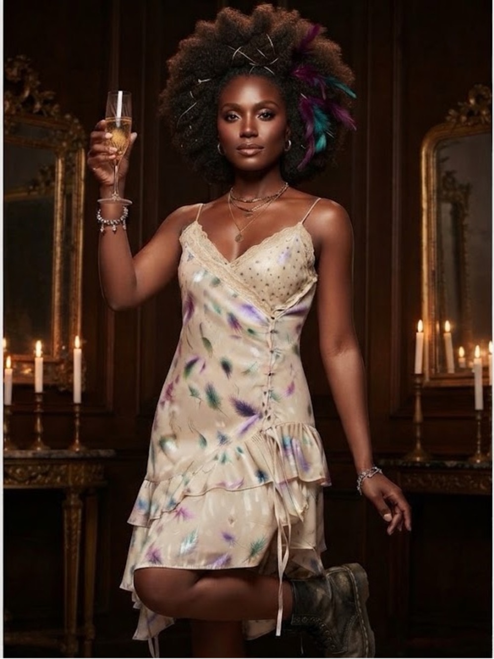Rare Deadstock XS Asymmetrical rocker party dress
